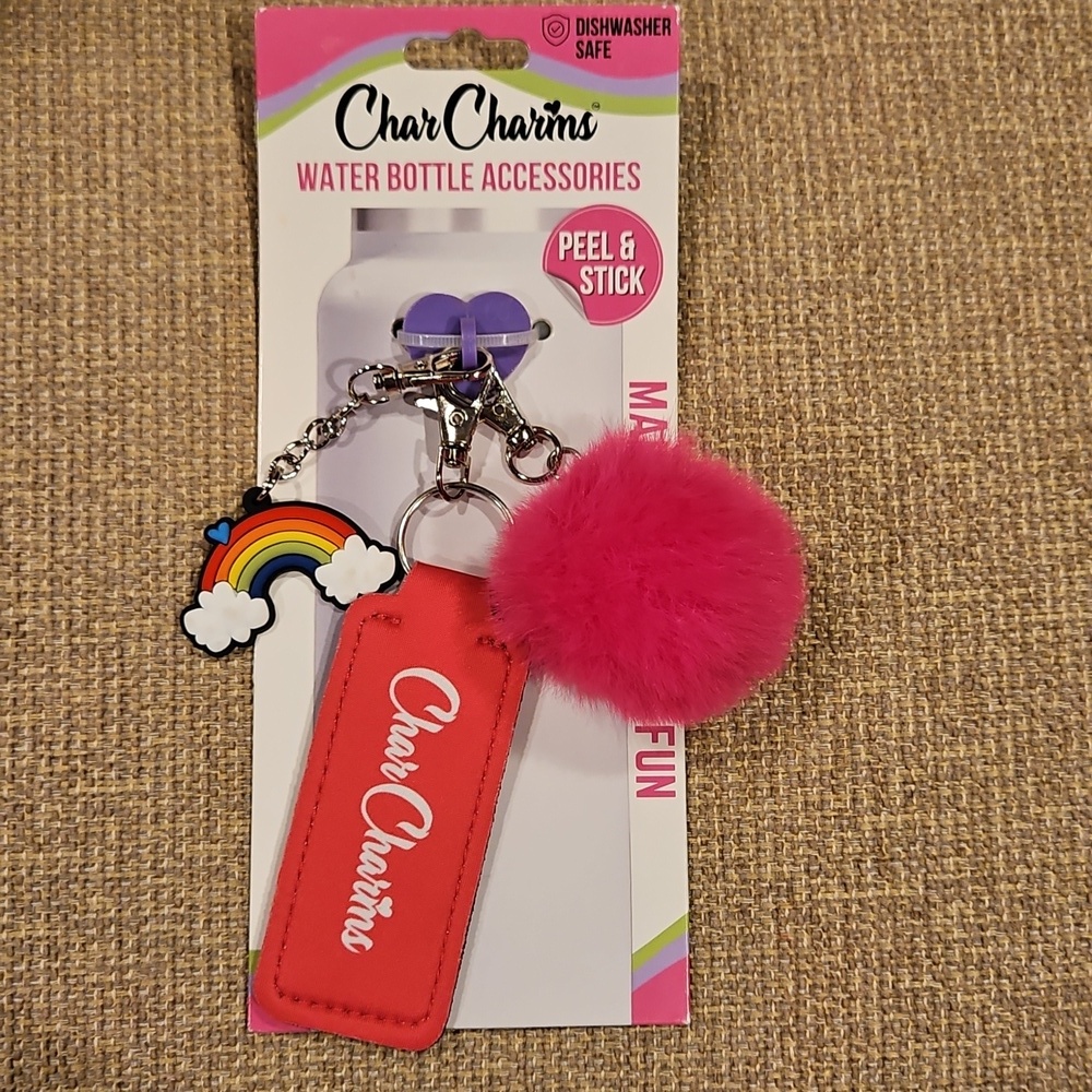 Char CHARMS Water Bottle Accessories Peel And Stick Rainbow Furry NWT
